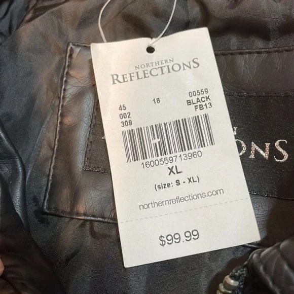 BNWT Northern Reflections Faux Leather Jacket - Black - Size: XL - Picture 5 of 5